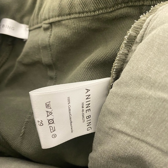 Anine Bing Kennedy Cargo Pants In Washed Khaki Green Size 29 - Picture 12 of 13